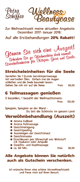 Weihnachtsaktion - Wellness Beautyoase